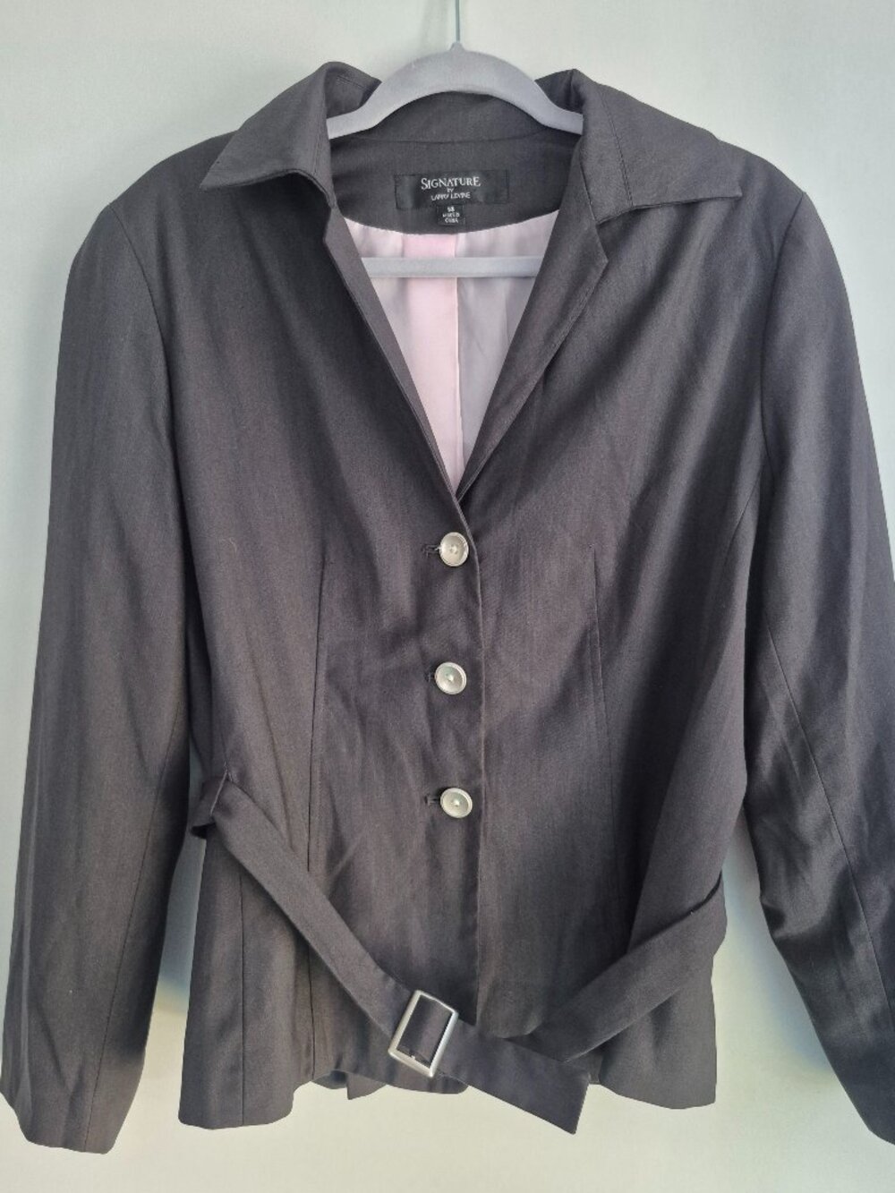 Signature by Larry Levine Belted Blazer – Dark Gray – Size 14
